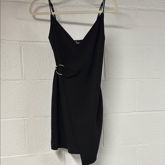 Lulus Wrap Dress in black with silver - Picture 1 of 6